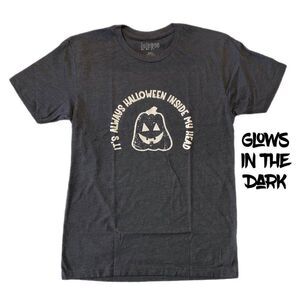 LuLaRoe Rocker T Short Sleeve Top Pumpkin Glows in Dark Black Shirt Halloween